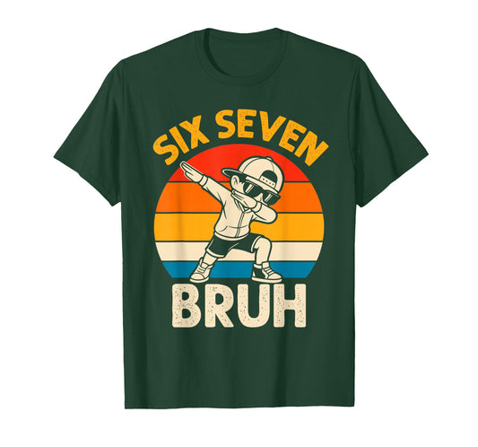 Dabbing Six Seven Bruh 67 Meme 6 7 Numbers Funny Boys Kids T-Shirt