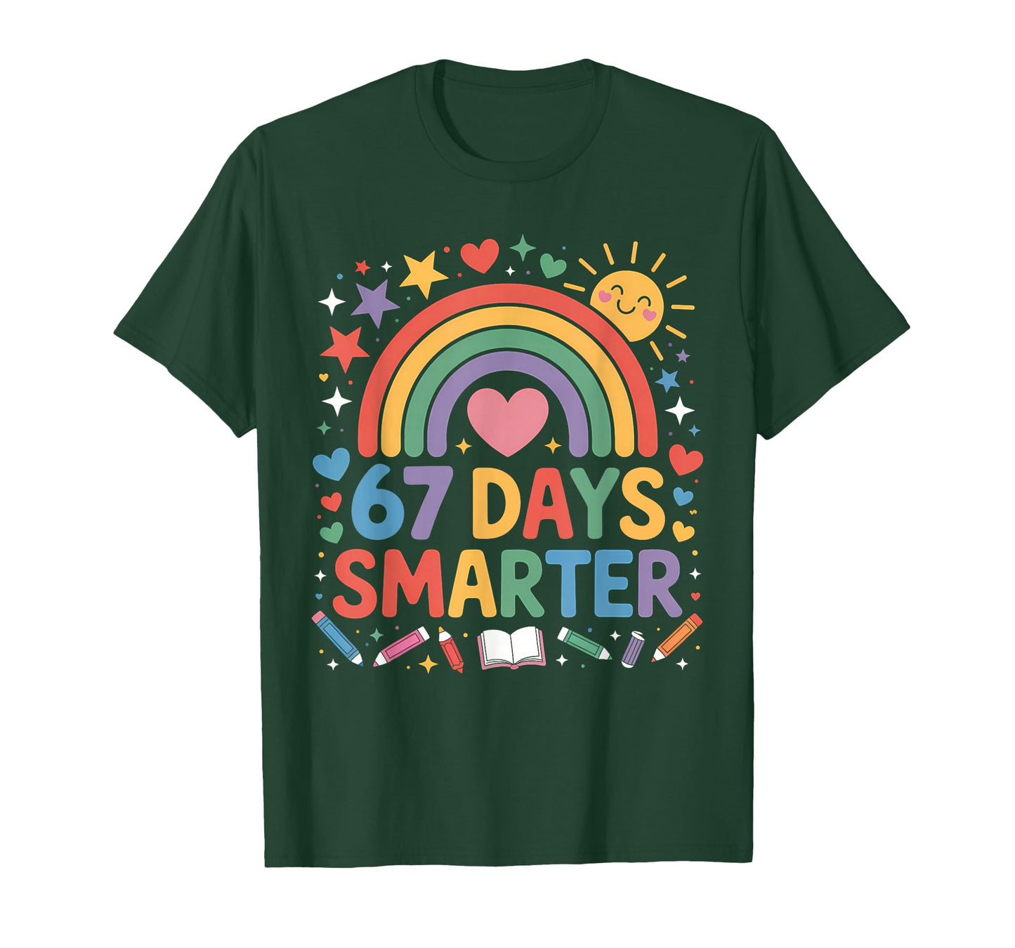 67th Day of School Meme 67 Days Smarter Rainbow Kids T-Shirt