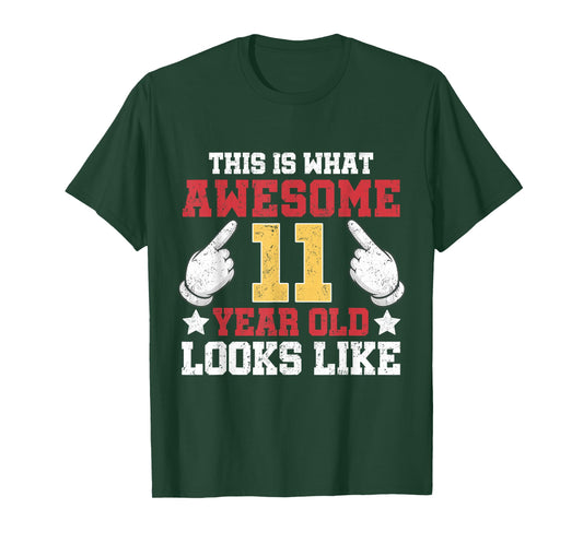 This is What an Awesome 11 Year Old Looks Like 11th Birthday T-Shirt