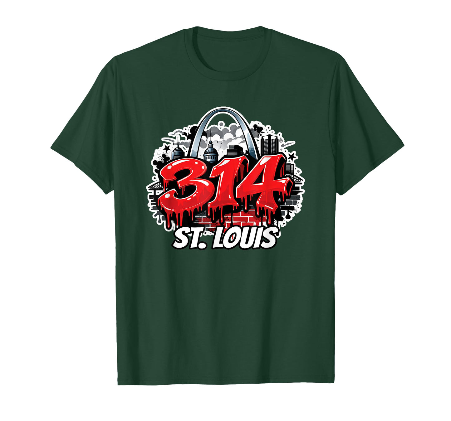 314 St. Louis Arch Skyline Graffiti Hip Hop T-Shirt