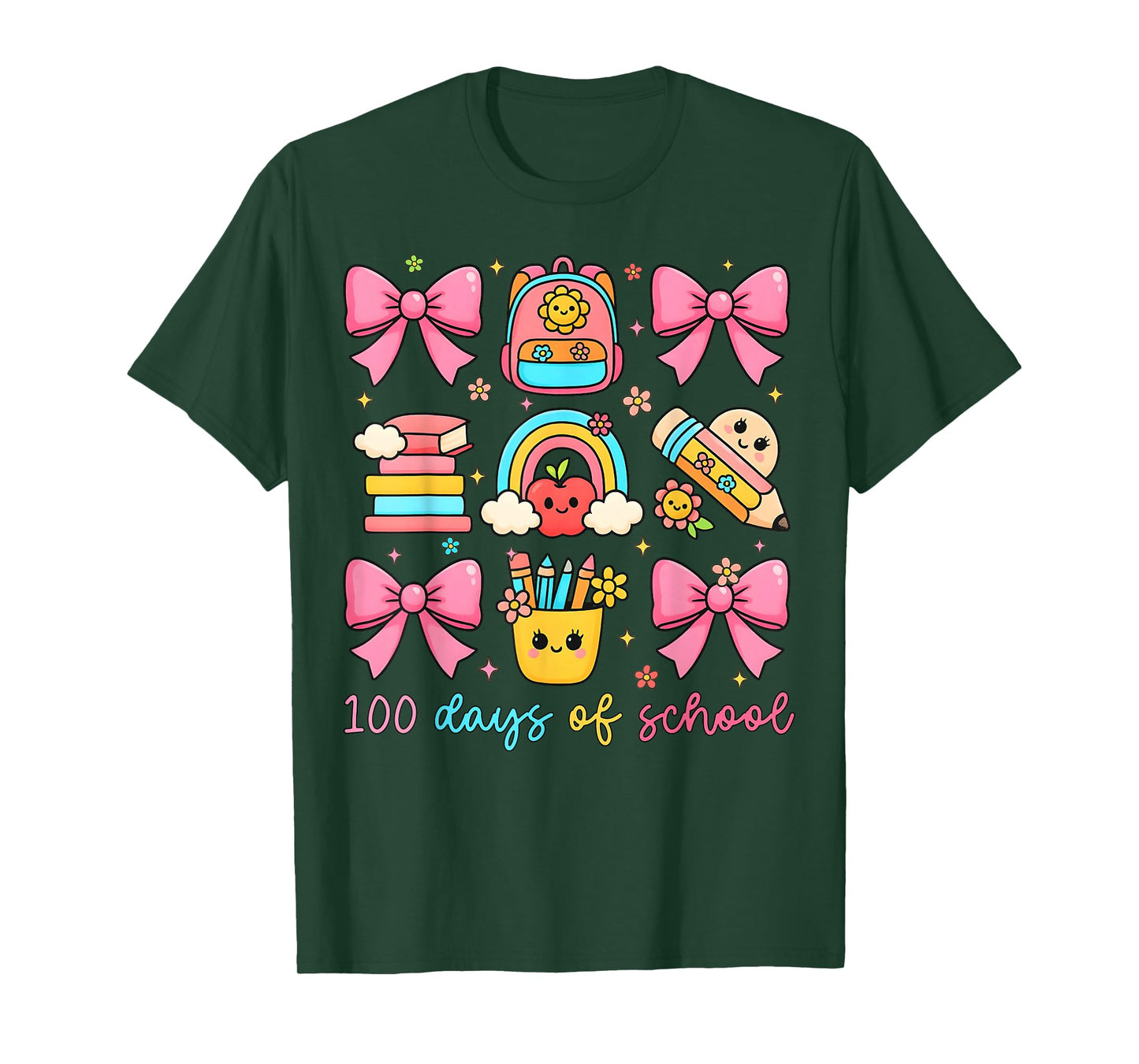Coquette Bow 100th Day of School 100 Days Teacher Girls T-Shirt
