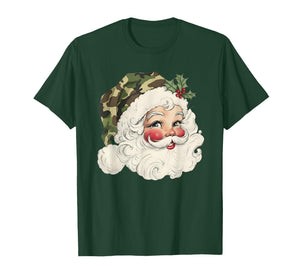 Santa Claus Wearing Camouflage Xmas Camo Satna Hat Christmas T-Shirt