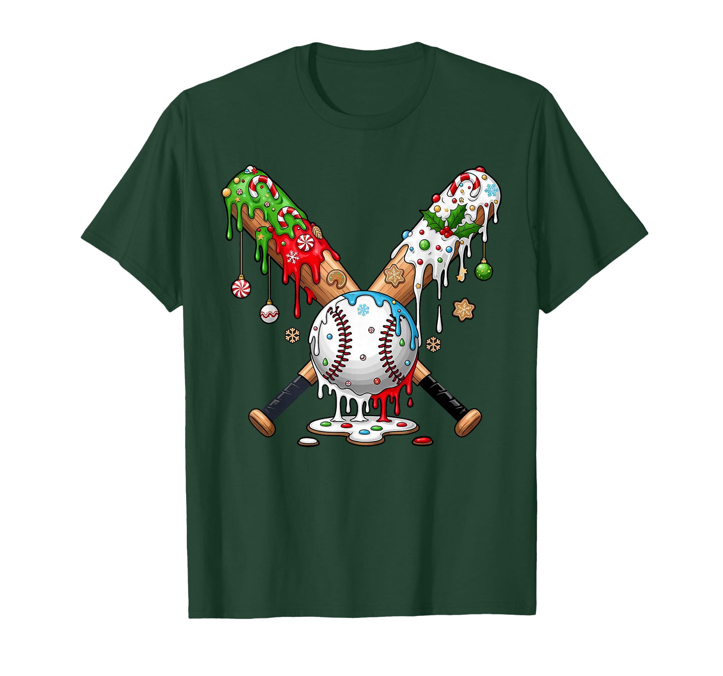 Ice Cream Drip Baseball Christmas Xmas Pajama Kids Men Boys T-Shirt