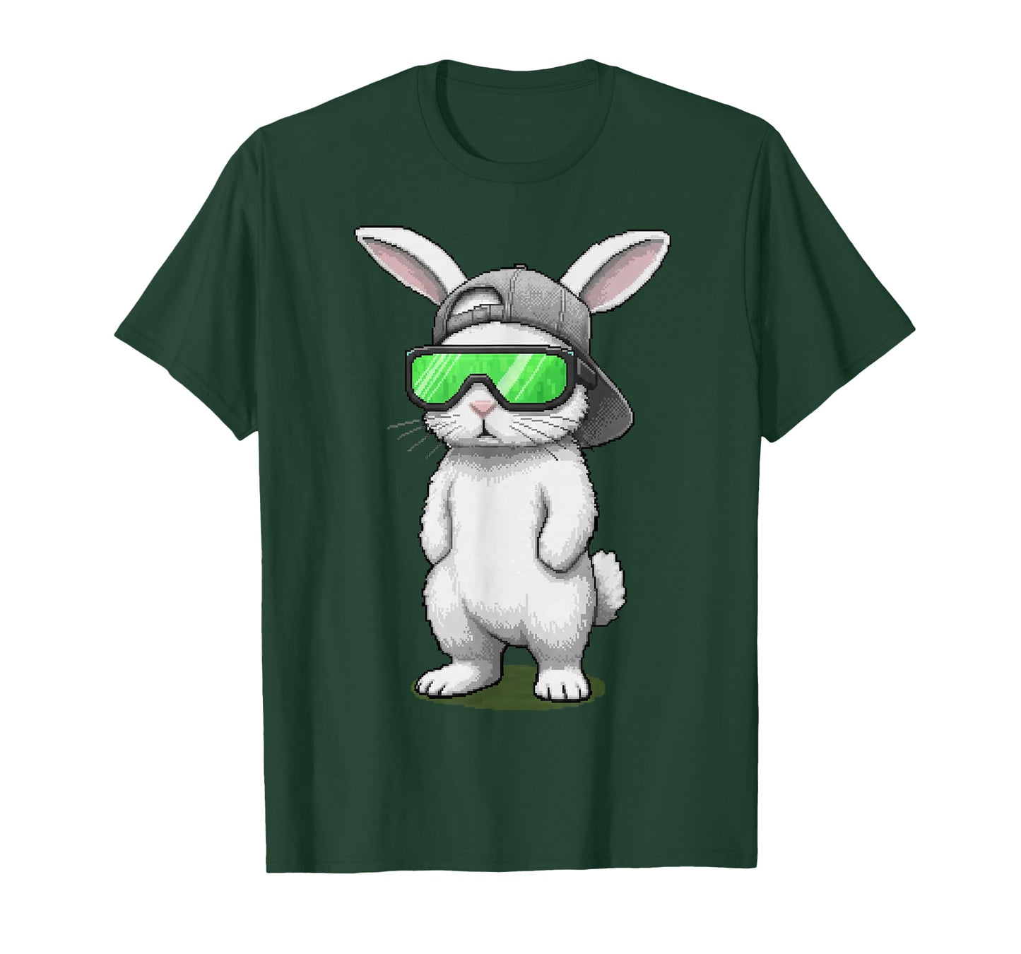 Bunny Sunglasses Cap Cool Rabbit Pixel Easter Day Boys Kids T-Shirt