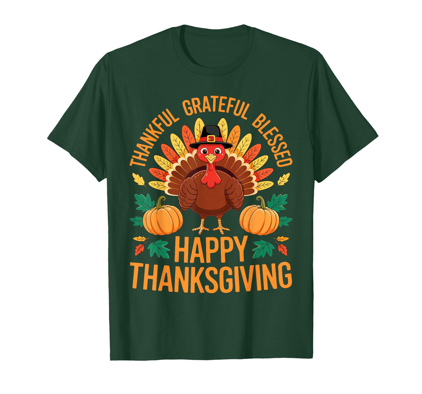Thankful Grateful Blessed Happy Thanksgiving Shirt Family T-Shirt