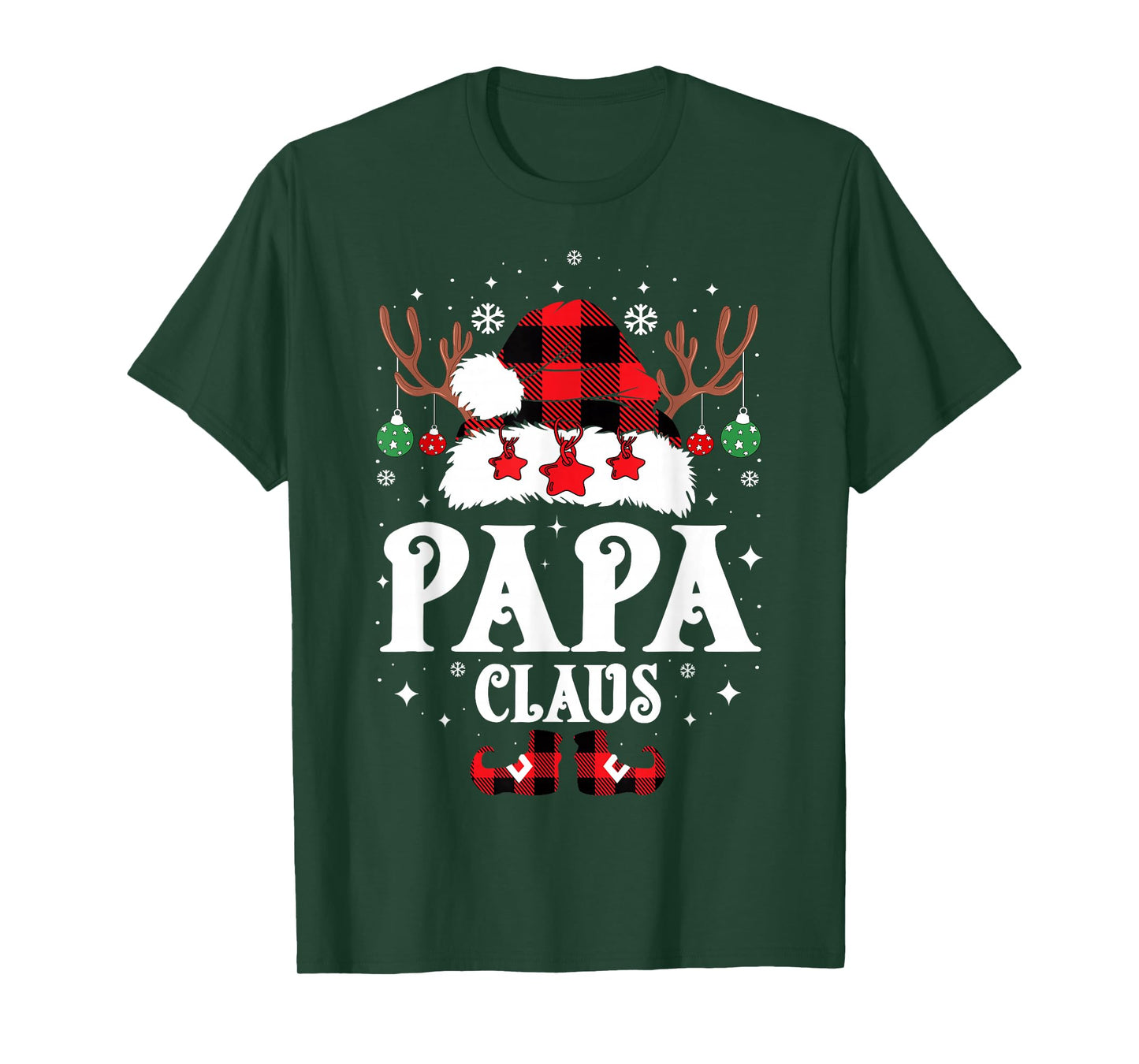 Papa Claus Christmas Lights Pajama Family Matching T-Shirt