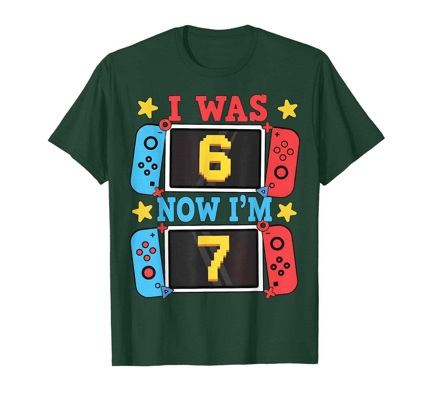 I was 6 Now Im 7 Gamer Birthday Boy Gift for Kid Boys Girl T-Shirt