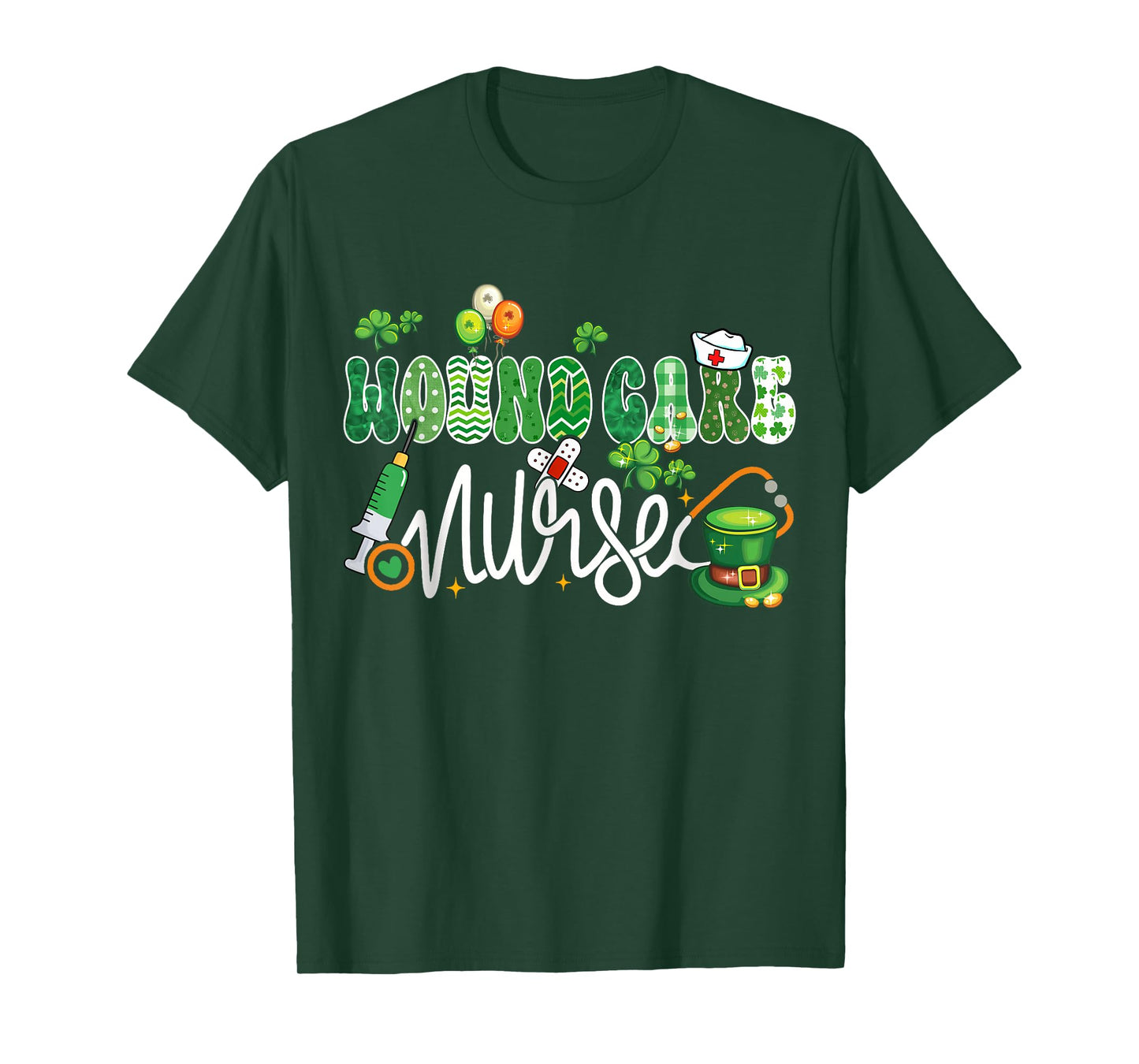 Wound Care Nurse Stethoscope Lucky Shamrock St Patricks Day T-Shirt
