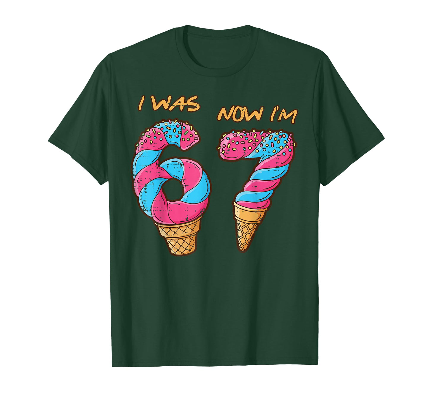 7th Birthday 6 7 Ice Cream Drip Bday Meme Youth Boys Kids T-Shirt