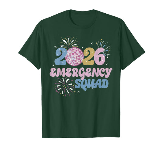 2026 Emergency Squad ER Nurse Happy New Year Disco Ball NYE T-Shirt