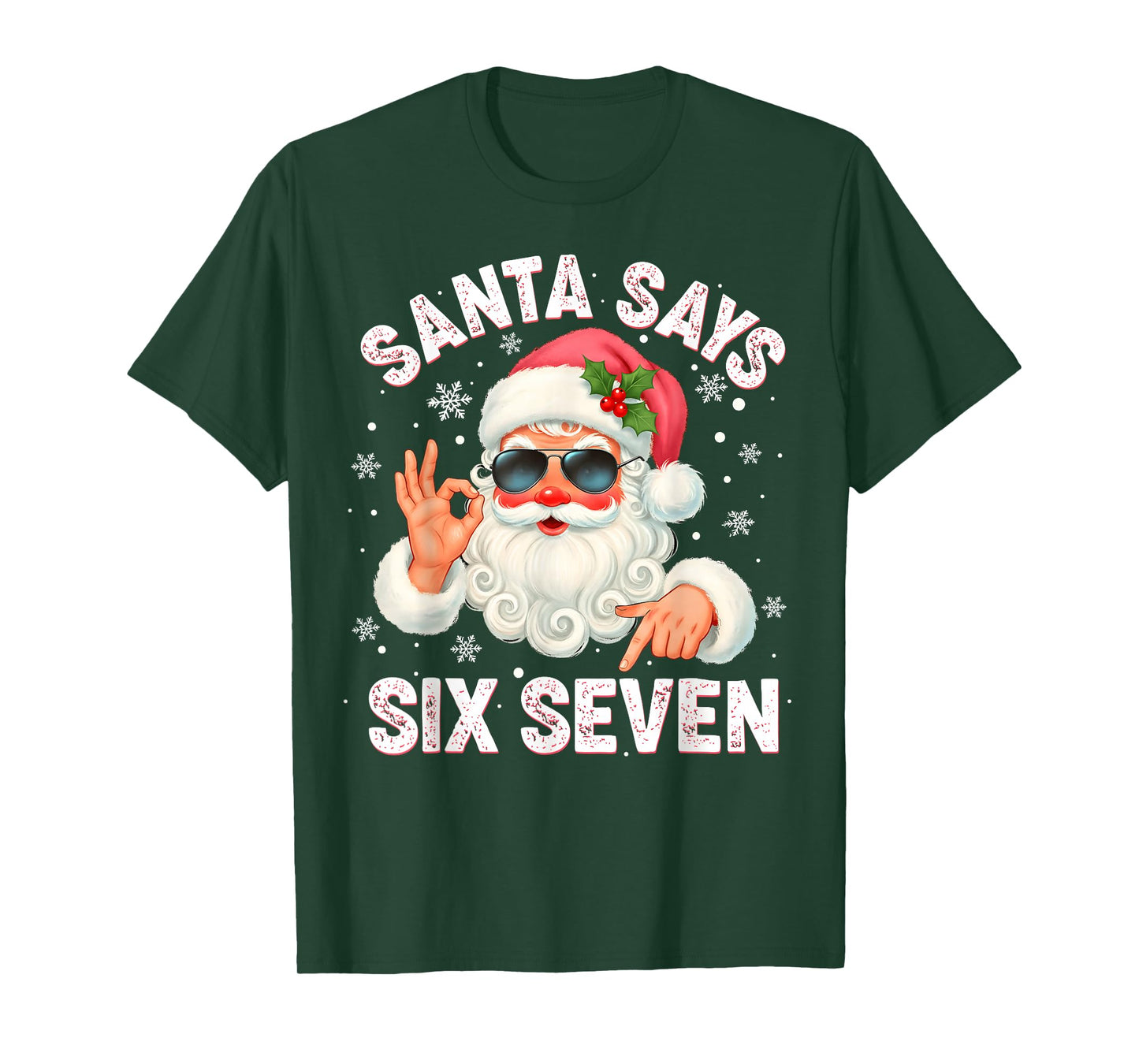 Christmas Santa Says 6 7 Six Seven Gen Z Alpha Meme Slang T-Shirt
