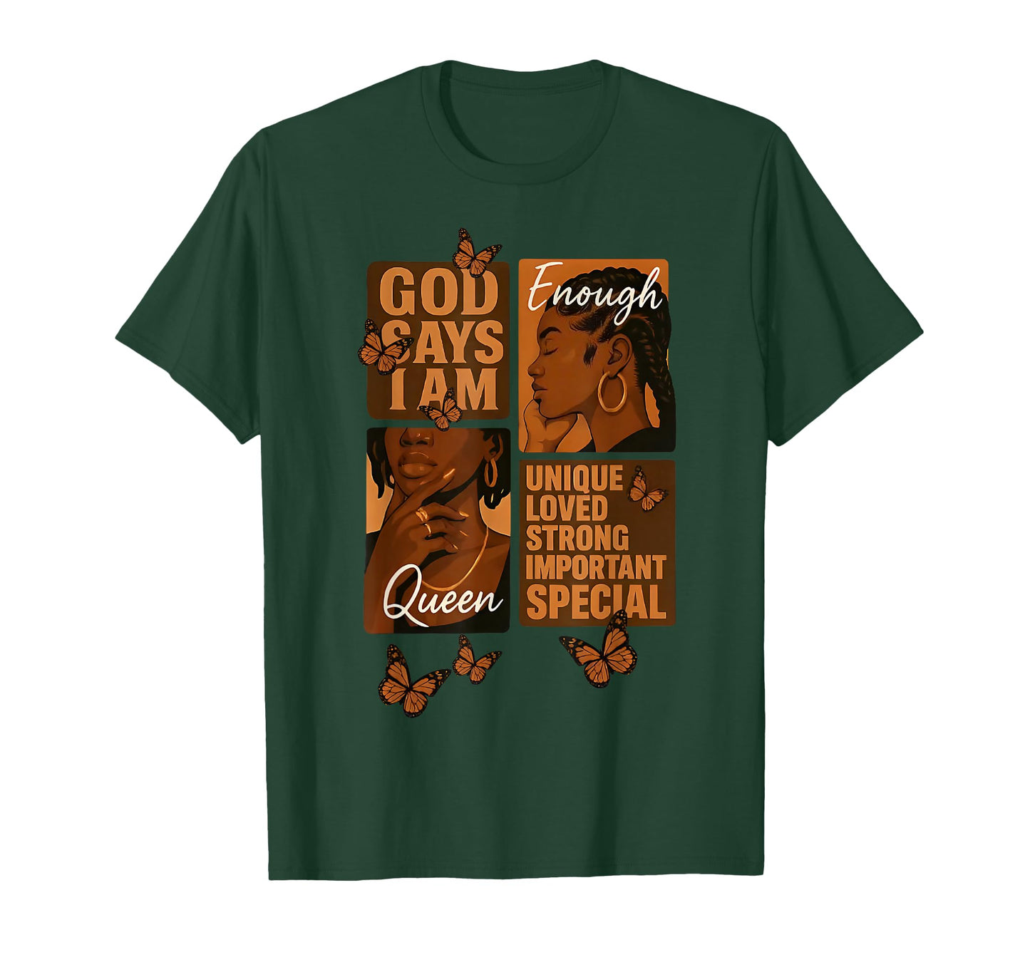 Womens Black Girl Queen God Says I Am Melanin History Month T-Shirt