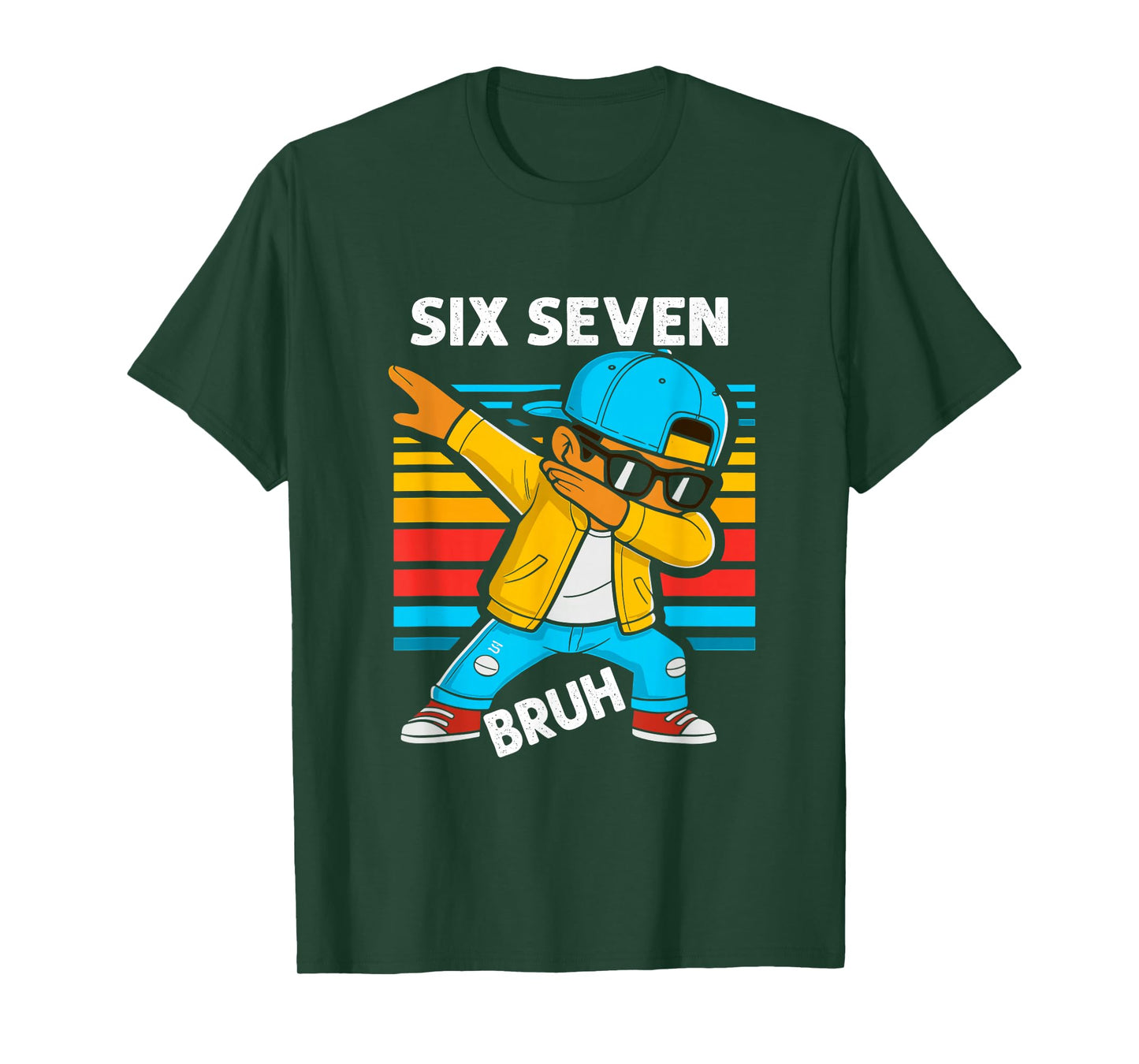 Dabbing Six Seven Bruh 67 Meme 6 7 Numbers Funny Boys Kids T-Shirt