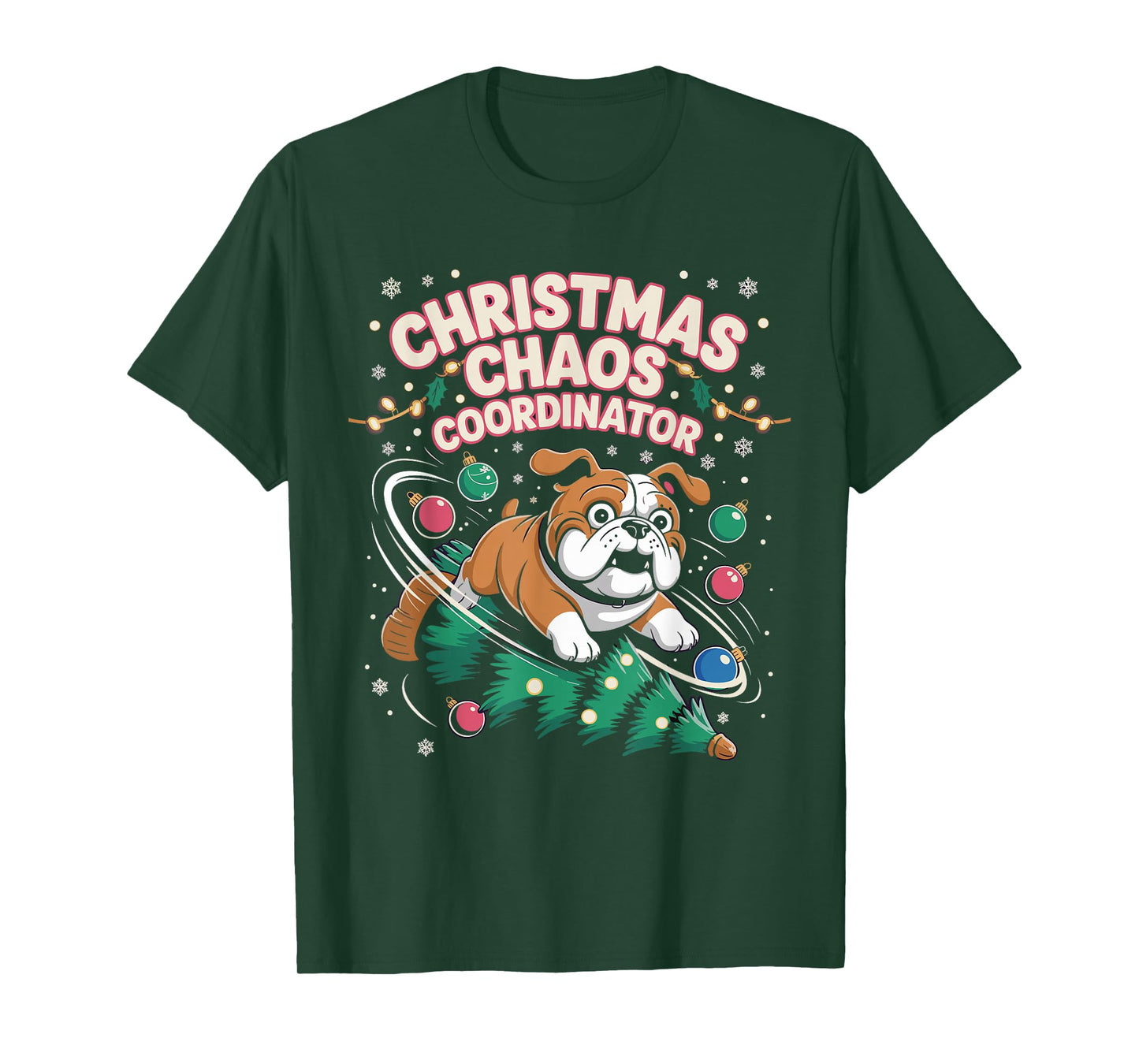 Christmas Chaos Coordinator Xmas Puppy Funny Bulldog T-Shirt