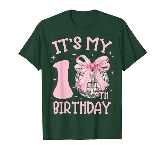 Cute 10th Birthday Girl Coquette Bow 10 Year Old Birthday T-Shirt