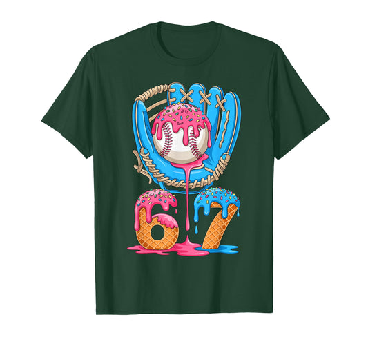 Baseball Ice Cream Drip Six Seven Gen Alpha Slang Meme 67 T-Shirt