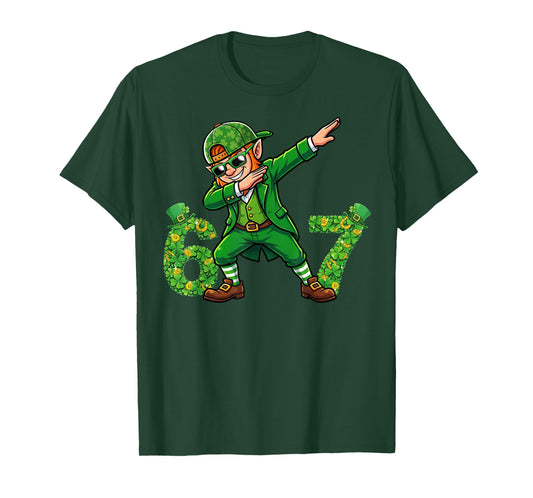 Funny Dabbing Leprechaun St Patricks Day Shirt Kids 6 7 Meme T-Shirt