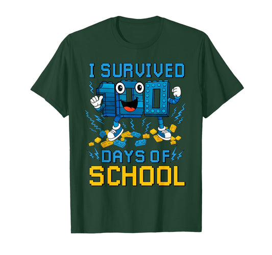 I Survived 100 Days of School Funny Brain Rot Boys Girls T-Shirt