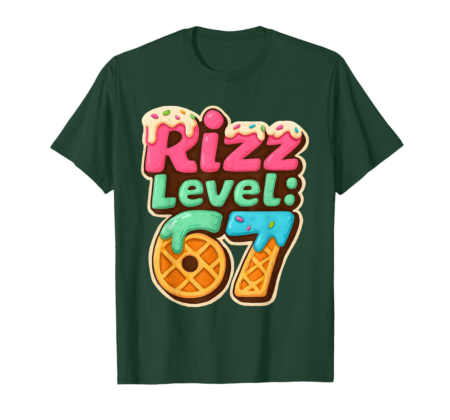 Funny Rizz Level 67 Ice Cream Gamer Style Graphic T-Shirt