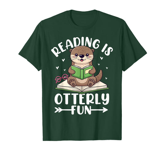 Cute Otter Reading Book Lover Sea Otters Animal Lover T-Shirt