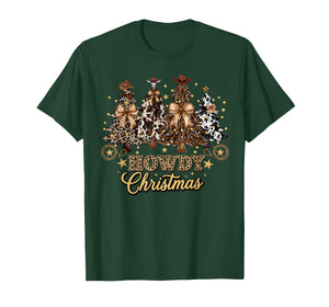 Howdy Christmas Xmas Tree Cowboy Western Coquette Bow Pajama T-Shirt