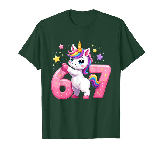 Funny 67 Unicorn Dabbing Six Seven Celebration for Kids T-Shirt