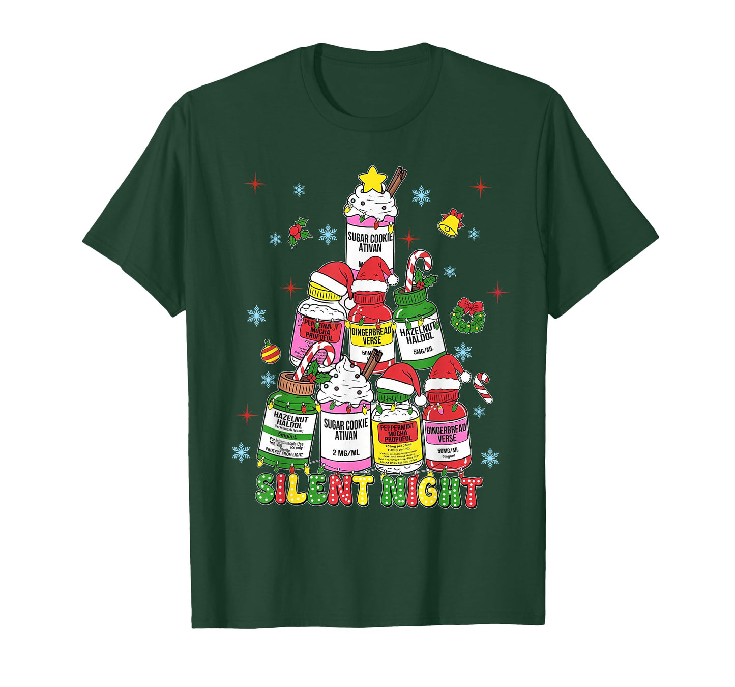 Silent Night ICU Nurse Christmas Funny Merry Christmas T-Shirt