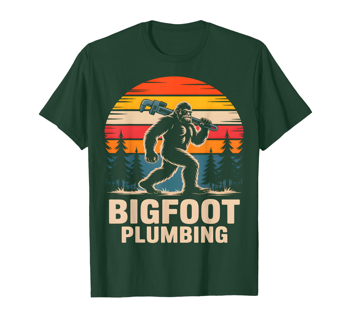 Bigfoot Plumbing Retro Funny Plumber T-Shirt