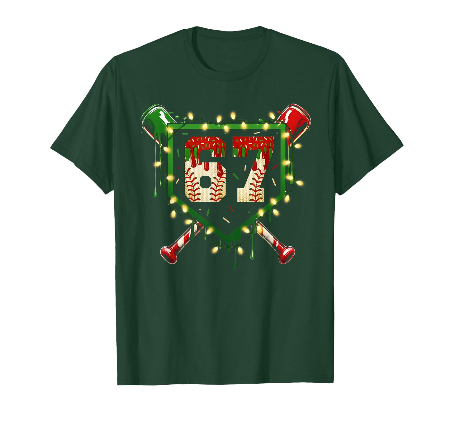 Funny Meme 67 Christmas Baseball Ice Cream Men Boy Xmas T-Shirt
