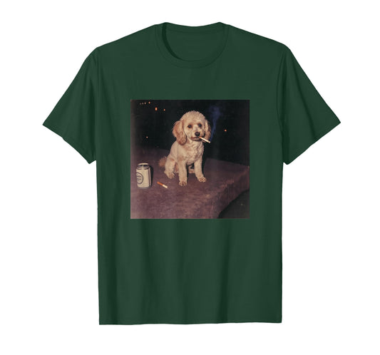 Funny Smoking Toy Poodle Dog Cigarette Beer Gen Z T-Shirt
