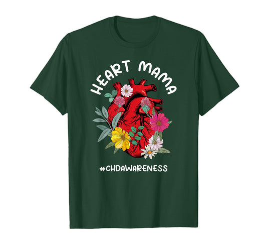 Heart Mama CHD Awareness Proud CHD Mom of A CHD Warrior T-Shirt