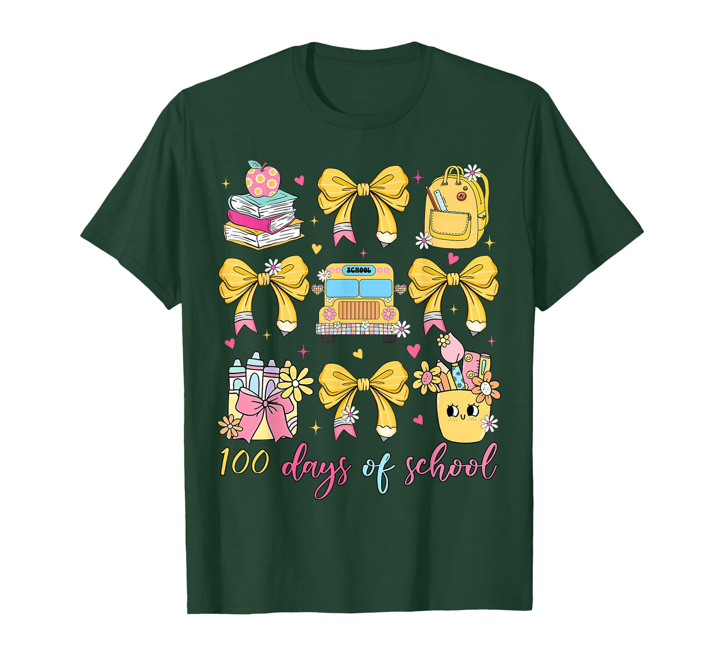 Coquette Bow 100th Day of School 100 Days Teacher Girls T-Shirt