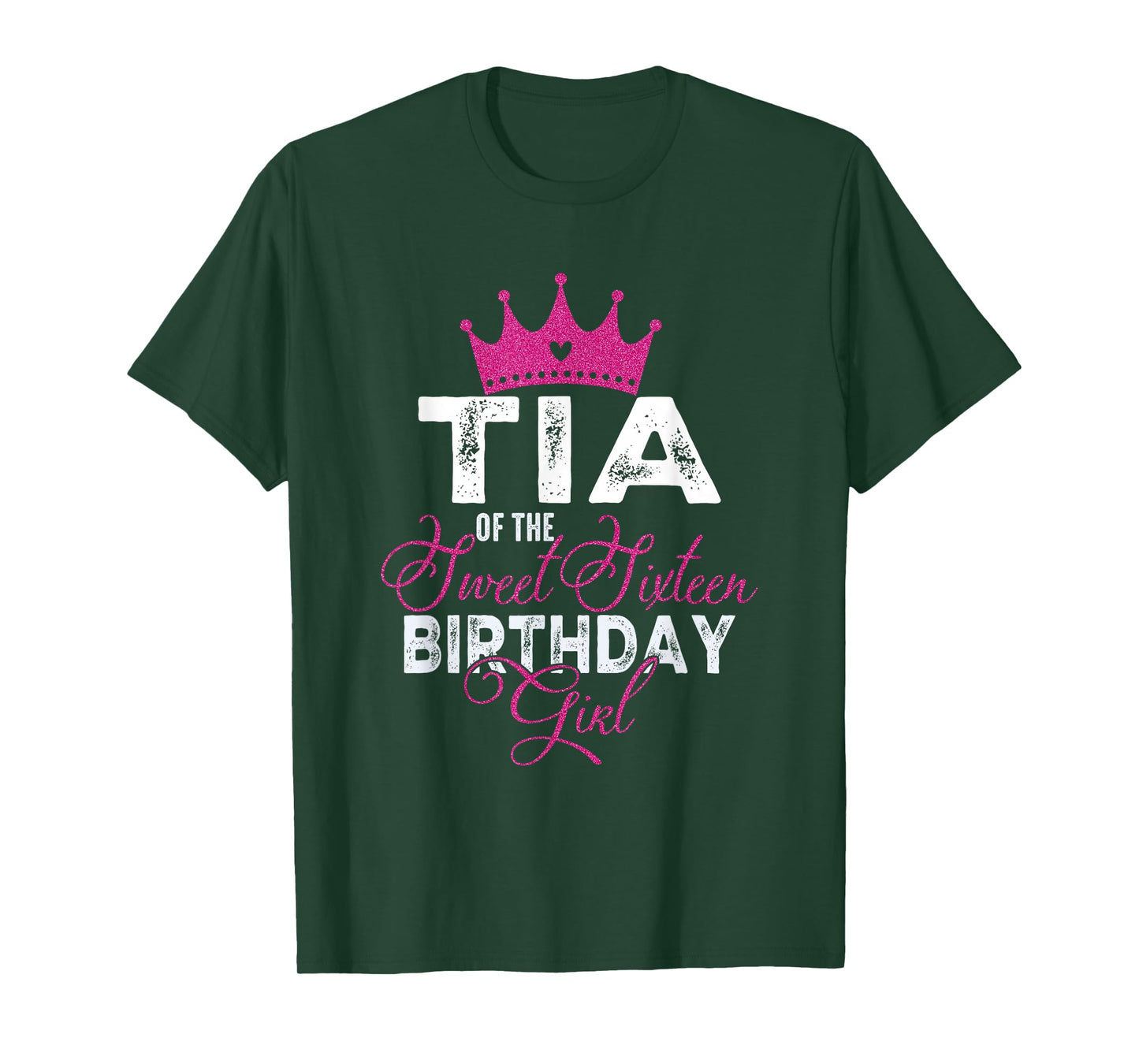 Tia of The Sweet Sixteen Bday Girl 16th Pink Crown T-Shirt