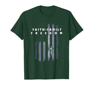 Vintage USA Flag Faith Family Freedom Patriotic Christian T-Shirt