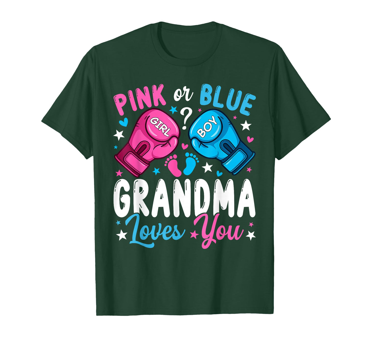 Pink or Blue Grandma Loves You Boxing Gender Reveal T-Shirt