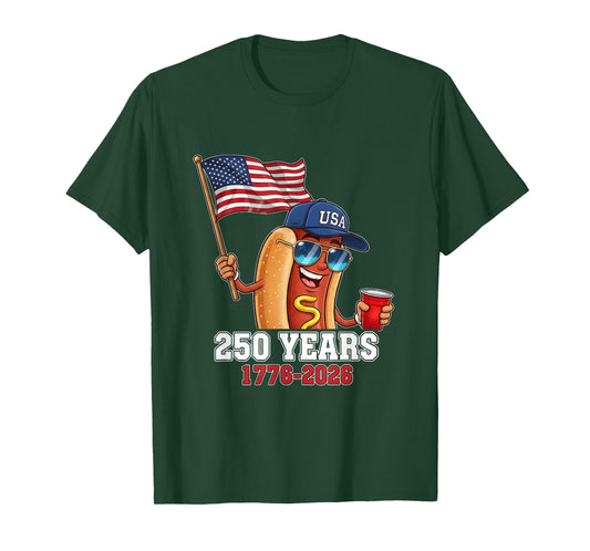 250 Years 1776-2026 250th Birthday Hotdog T-Shirt