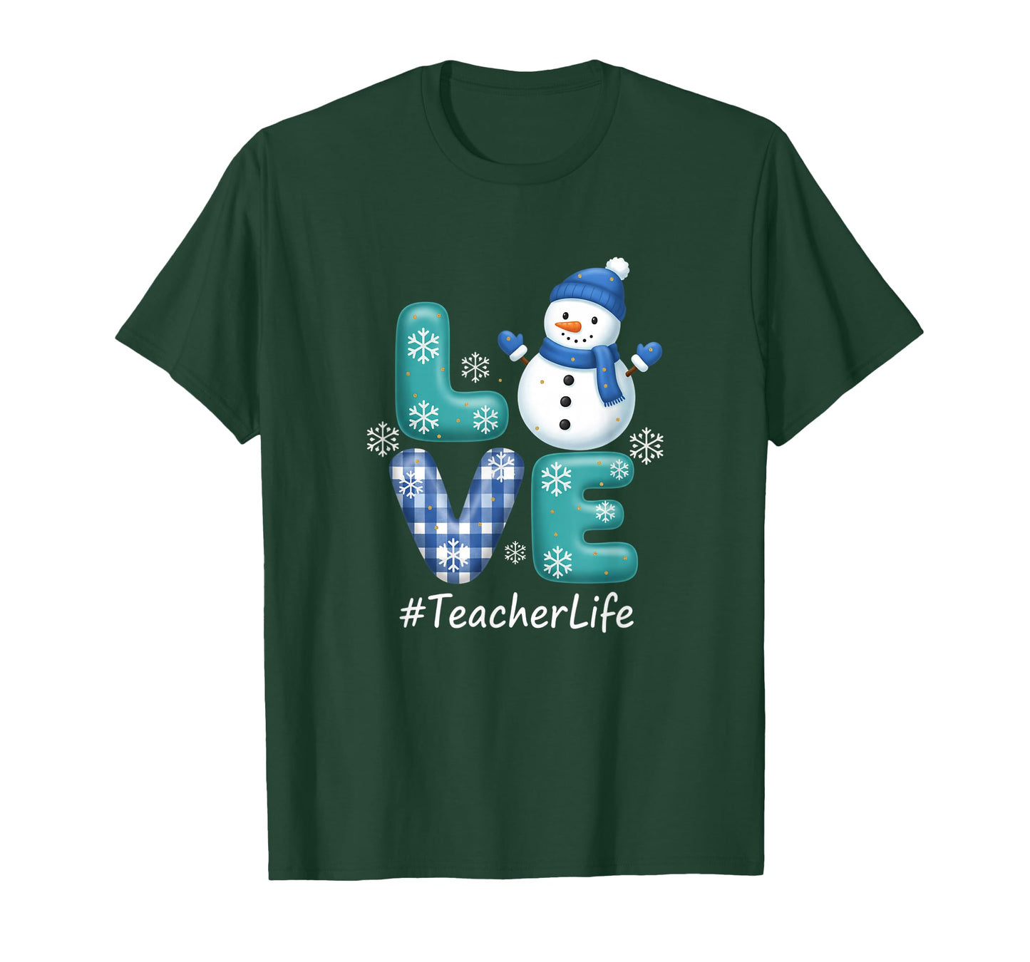 Teacher Winter Love Snowman TeacherLife Classroom Holiday T-Shirt