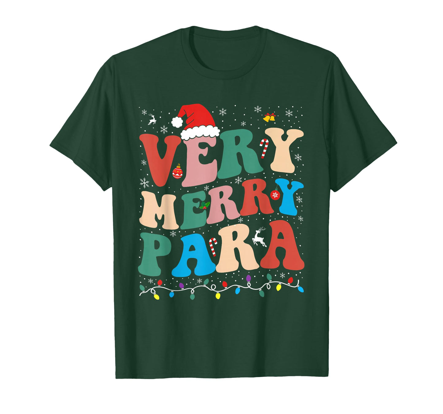 Very Merry para Christmas Lights Santa Family Holiday T-Shirt