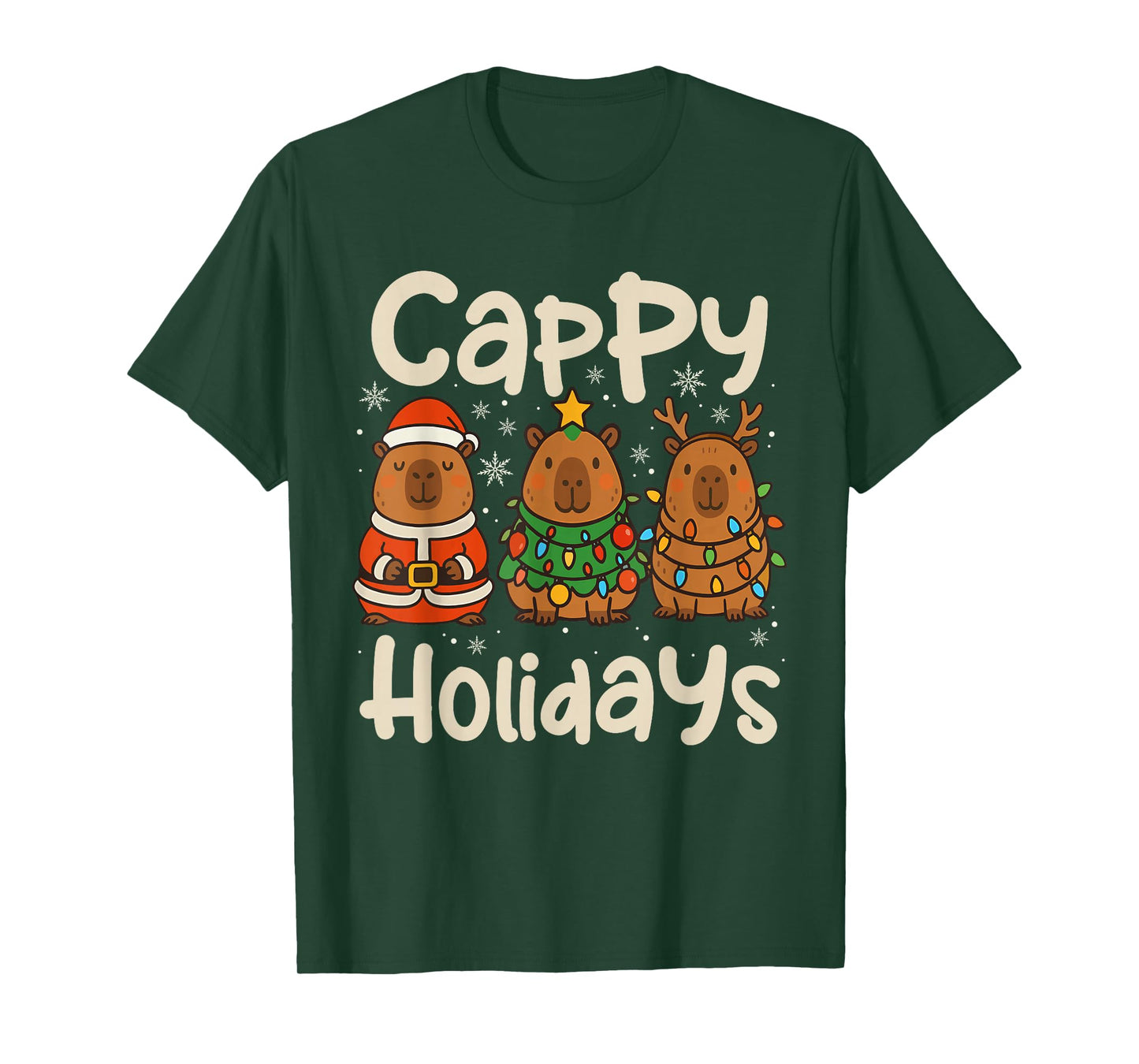 Cappy Holidays Capybara Christmas Pajama Rodent Animal T-Shirt