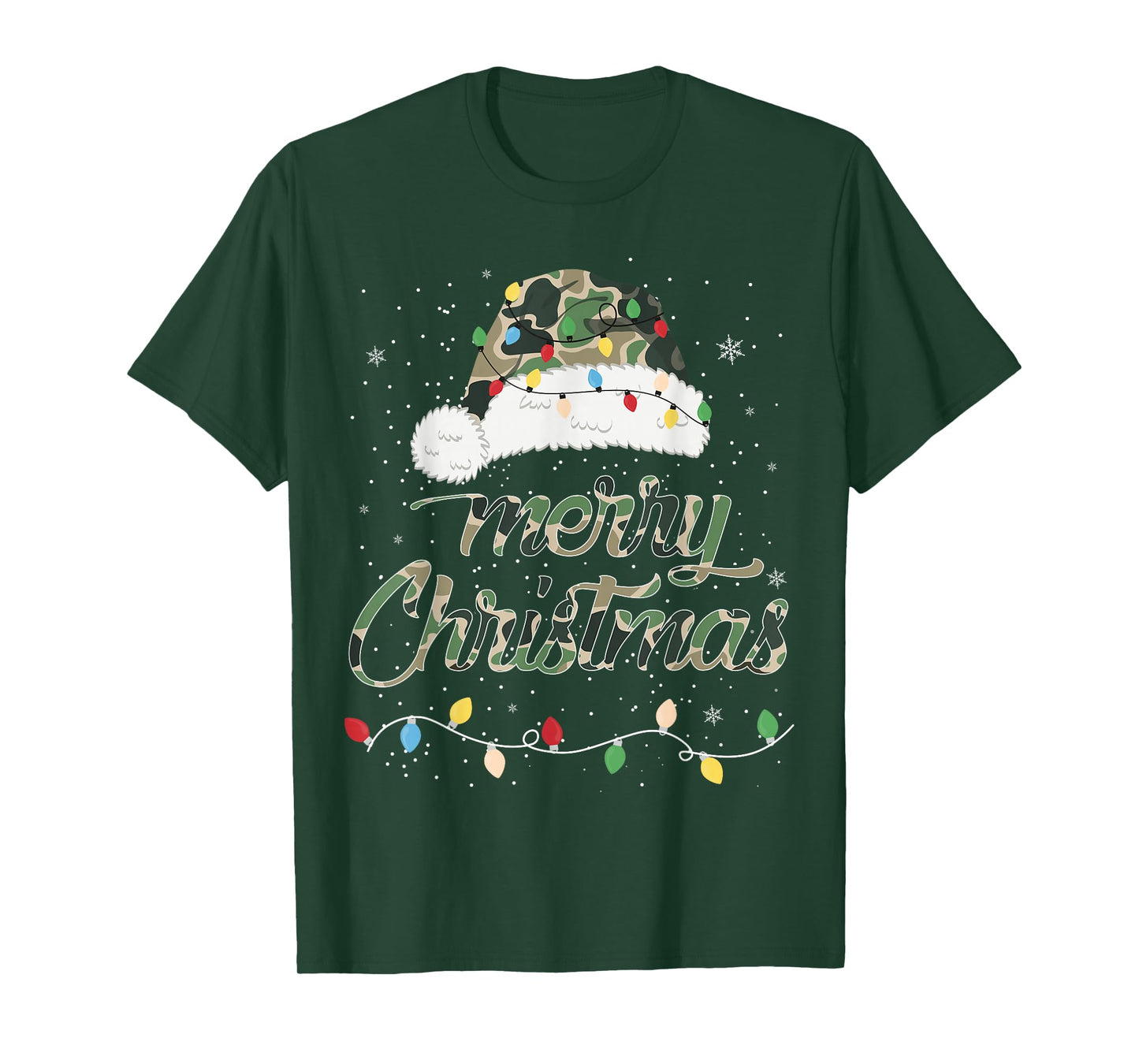 Merry Christmas Camouflage Santa Hat Xmas Family Men Women T-Shirt