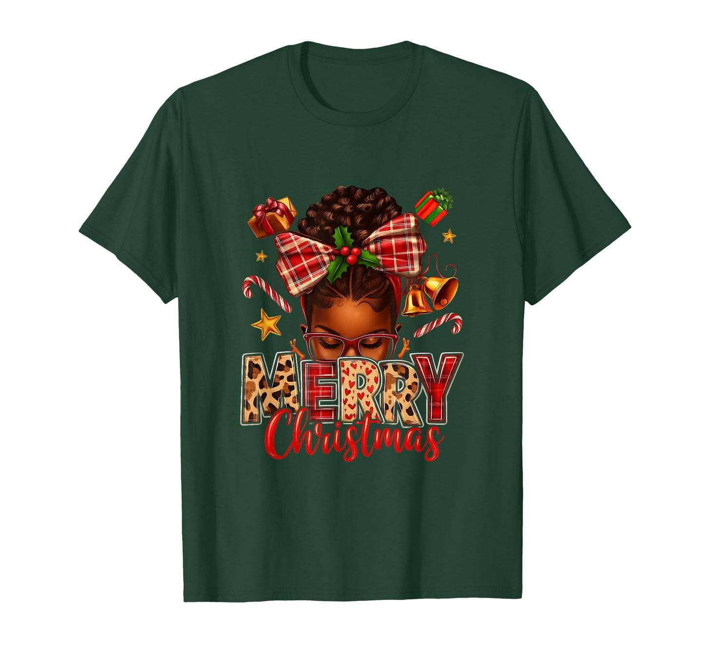 American Melanin Afro Sleigh Queen Christmas African T-Shirt