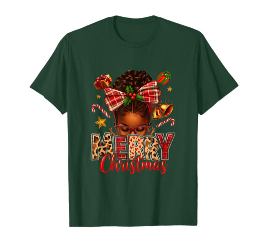 American Melanin Afro Sleigh Queen Christmas African T-Shirt