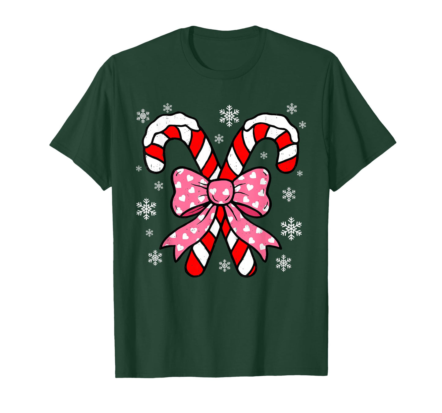 Candy Cane Christmas Season Retro Coquette Bow Xmas Holiday T-Shirt