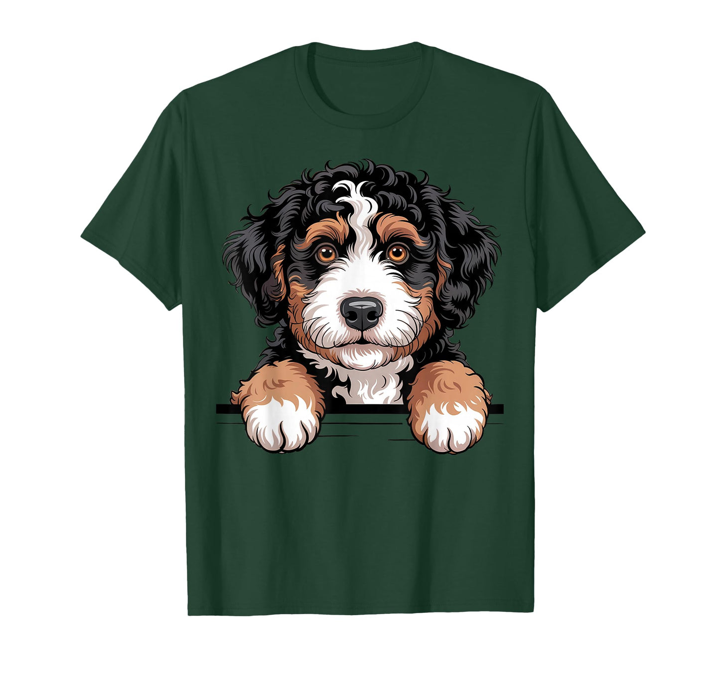 Bernedoodle Funny Peeking Pocket Berner Doodle Dog Lover T-Shirt