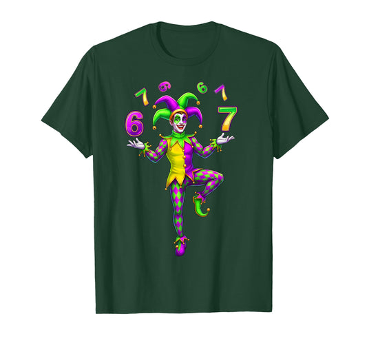 Six Seven Mardi Gras Jester 6 7 Meme Carnival Party 67 Kids T-Shirt