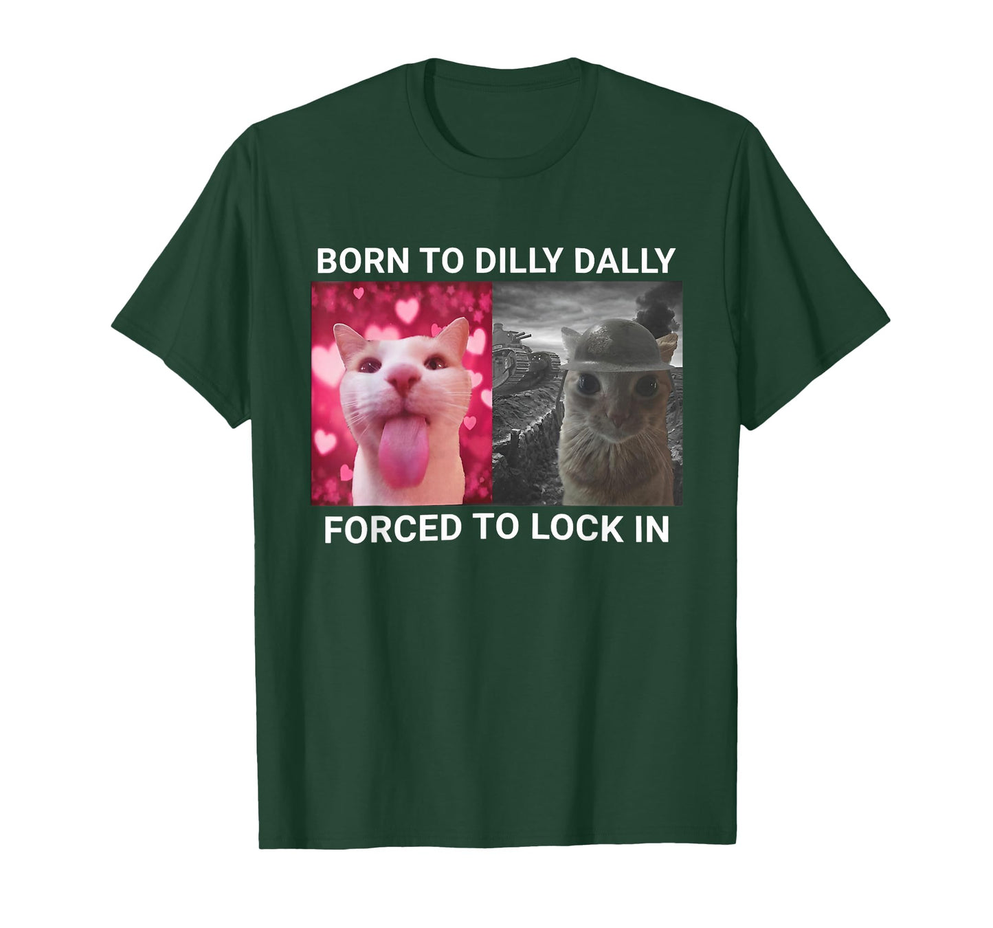 Born to Dilly Dally Forced to Lock in Funny Meme Cat T-Shirt