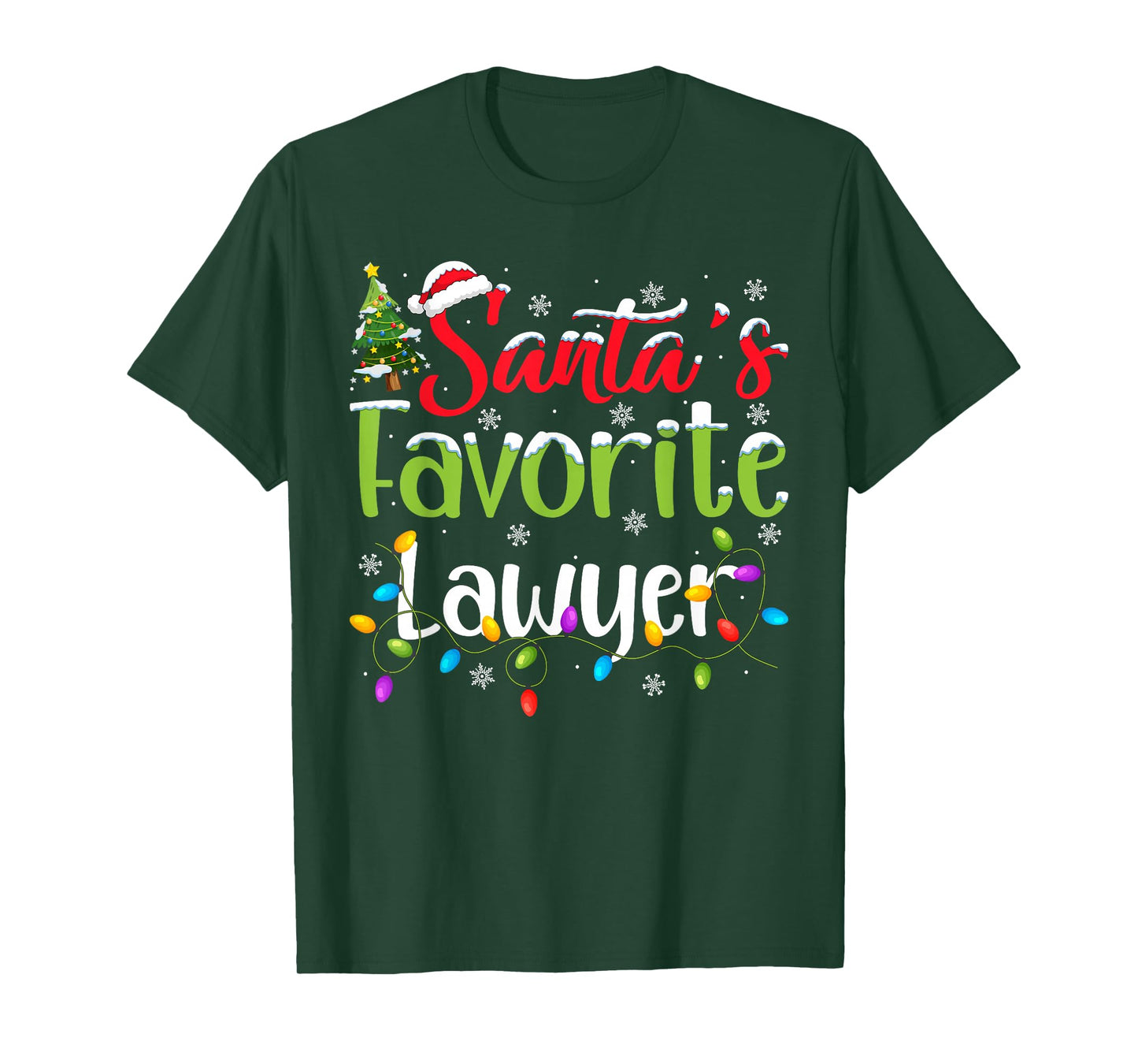 Santa Favorite Lawyer Christmas Lights Funny Family Xmas T-Shirt