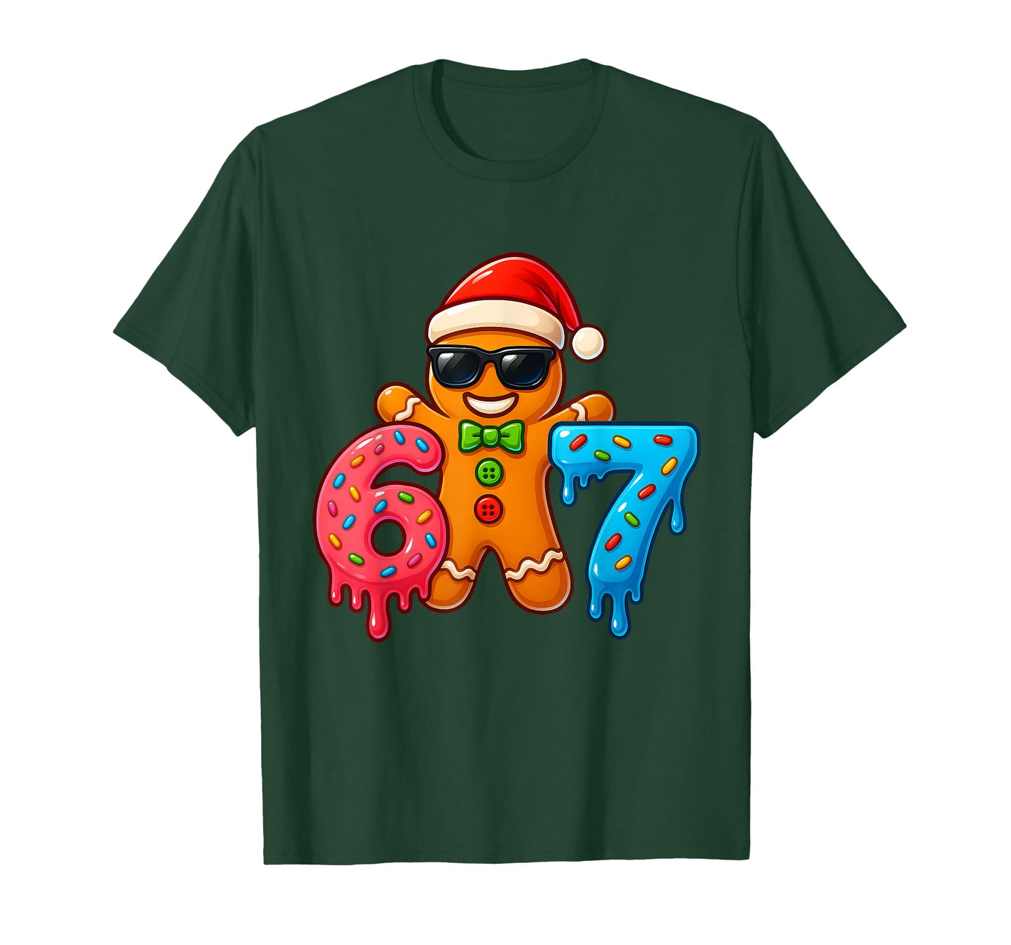 Gingerbread 67 Six Seven Ice Cream Drip Christmas Boys Kids T-Shirt