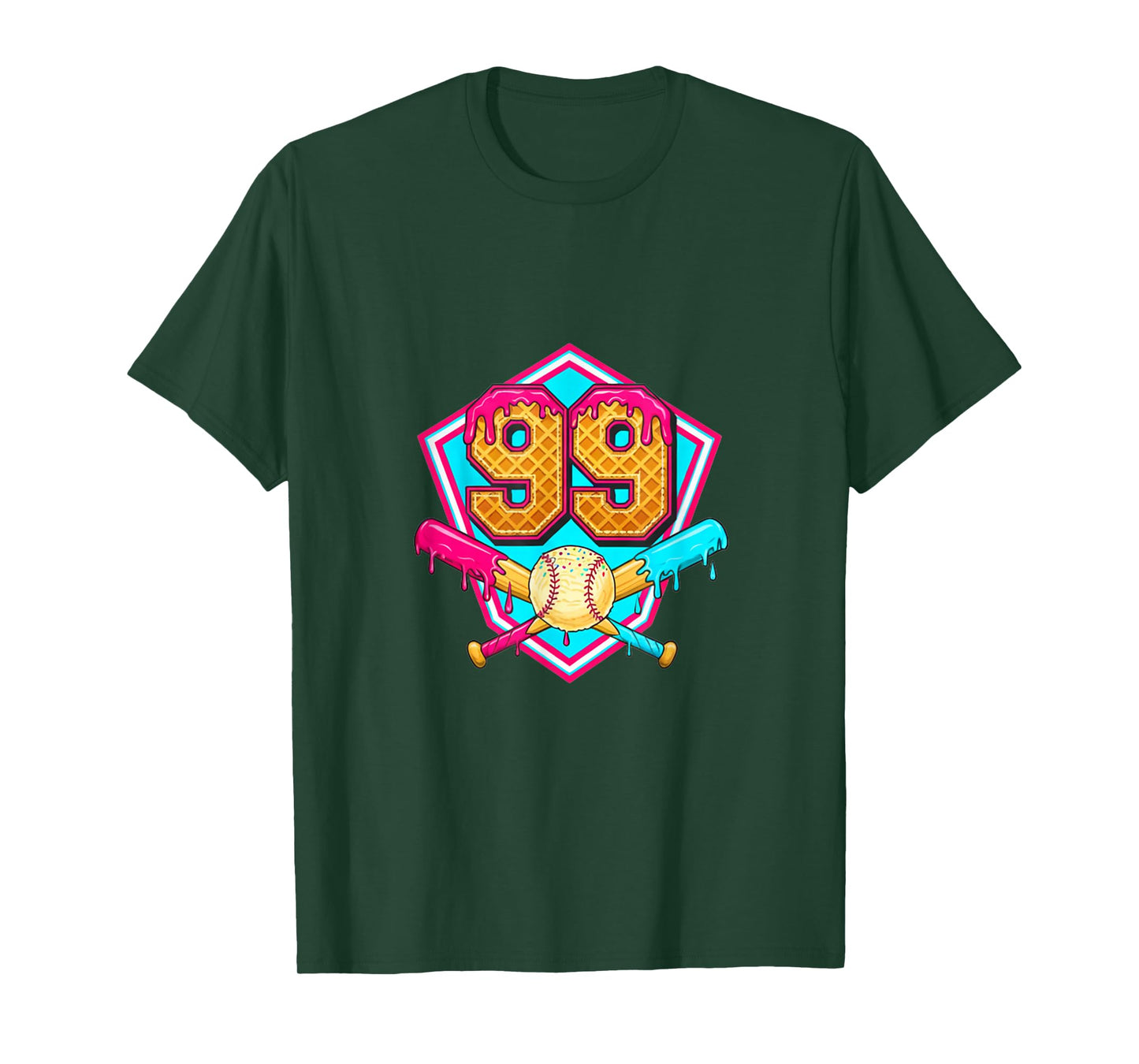 Baseball Drip Jersey Number 99 for Players & 99th Birthday T-Shirt