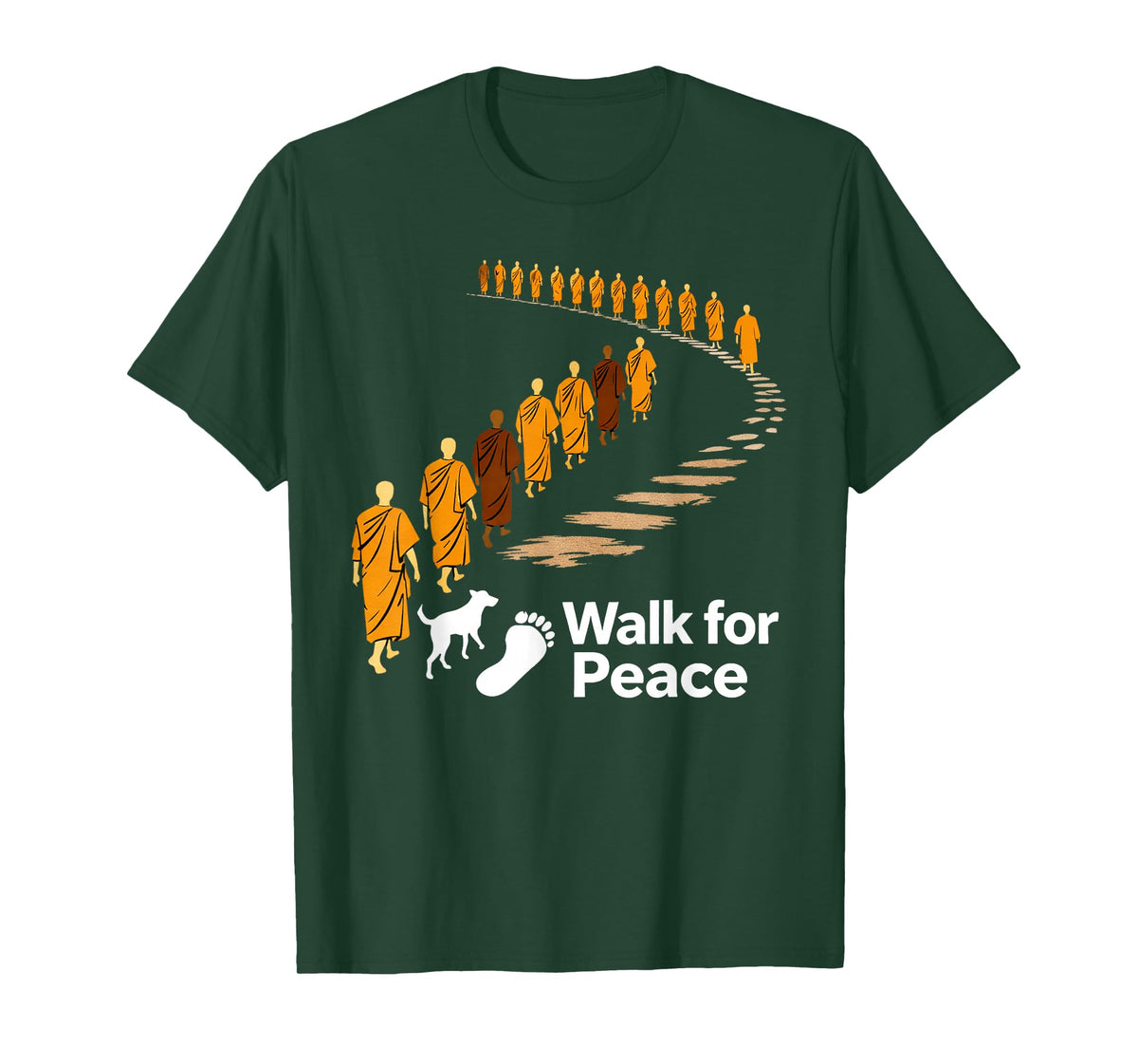 Walk Peace 2026 World Peace Monks with Aloka Dog Spiritual T-Shirt